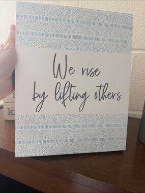 Kirkland Signature White and Light Blue Inspirational Wall Art